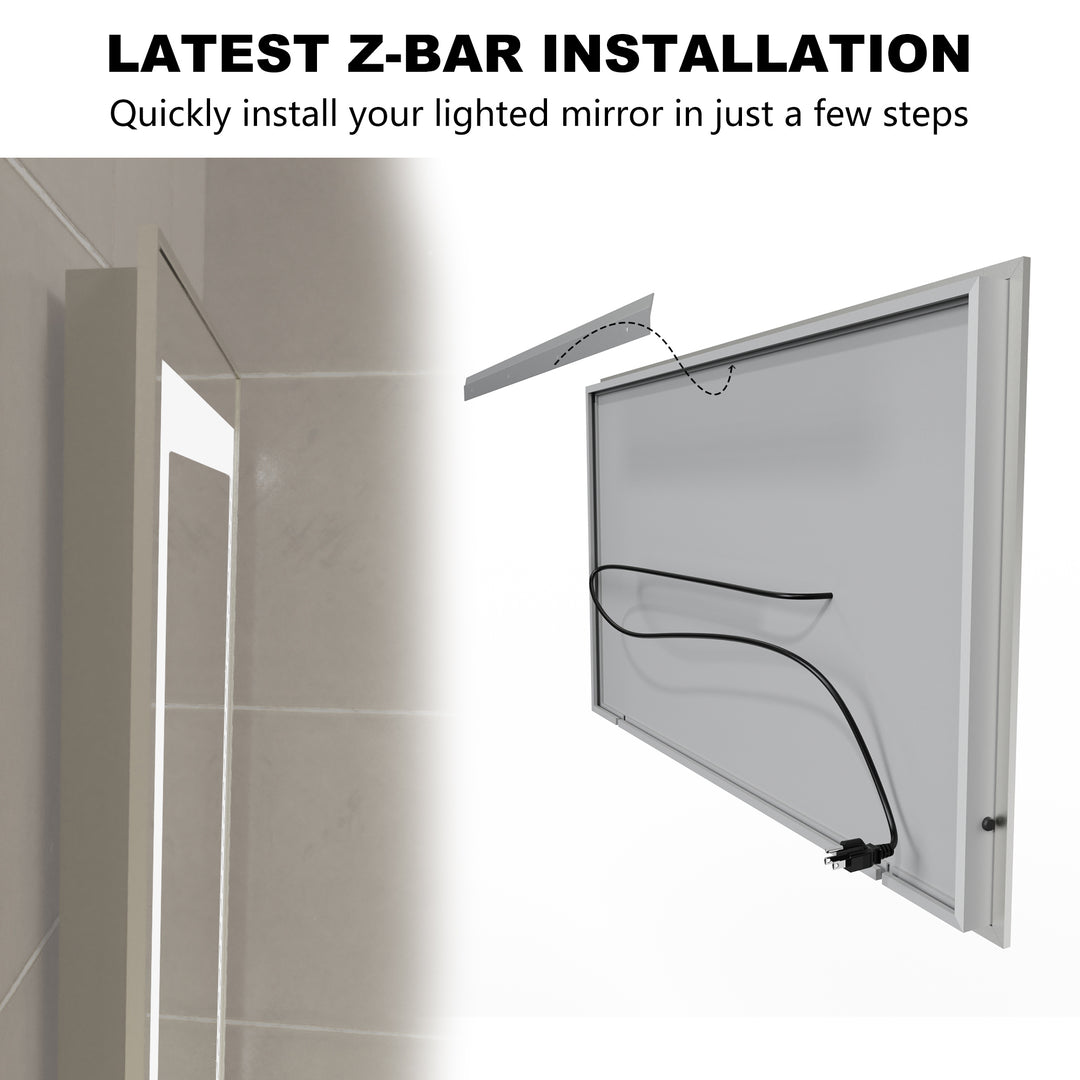 40 in. W x 24 in. H Rectangular Framed Vertical Wall Mount Bathroom Vanity Mirror with LED Light