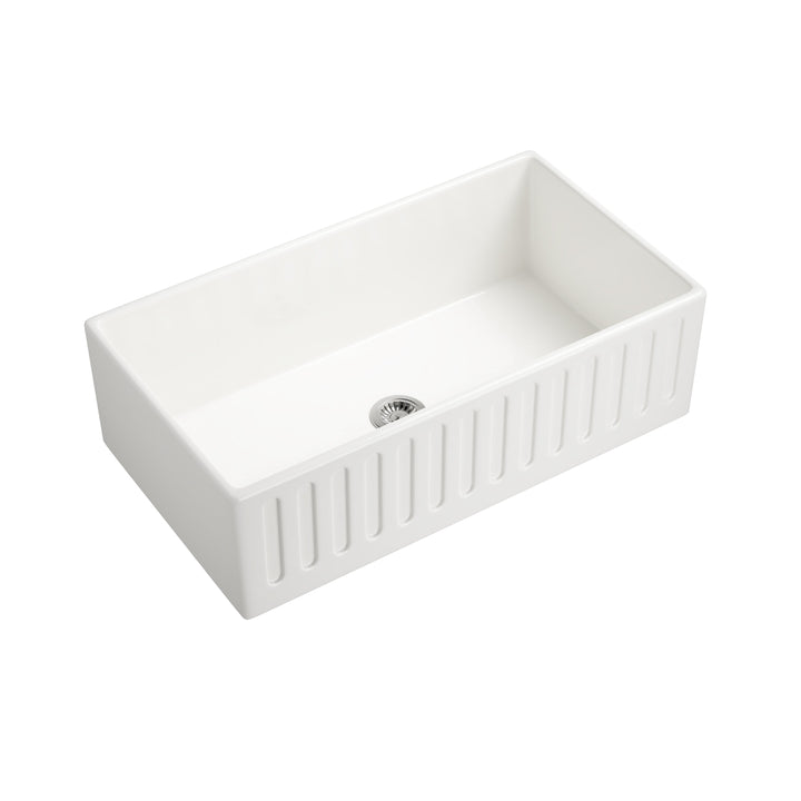 Fireclay Porcelain Reversible Single Bowl Apron-Front Kitchen Sink