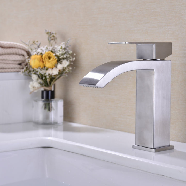 Single Handle Waterfall Bathroom Vanity Sink Faucet