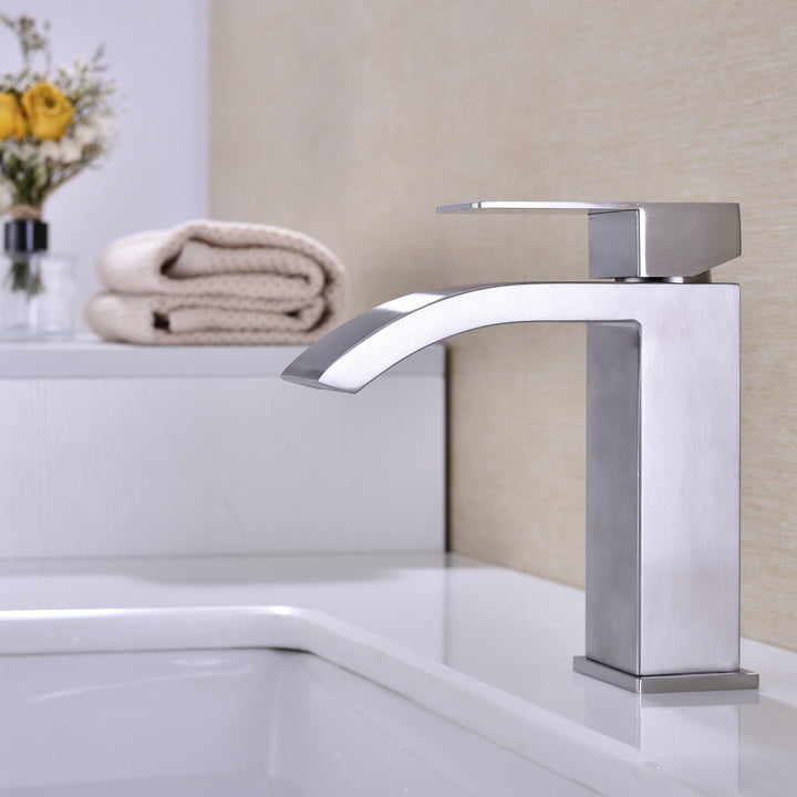 Single Handle Waterfall Bathroom Vanity Sink Faucet