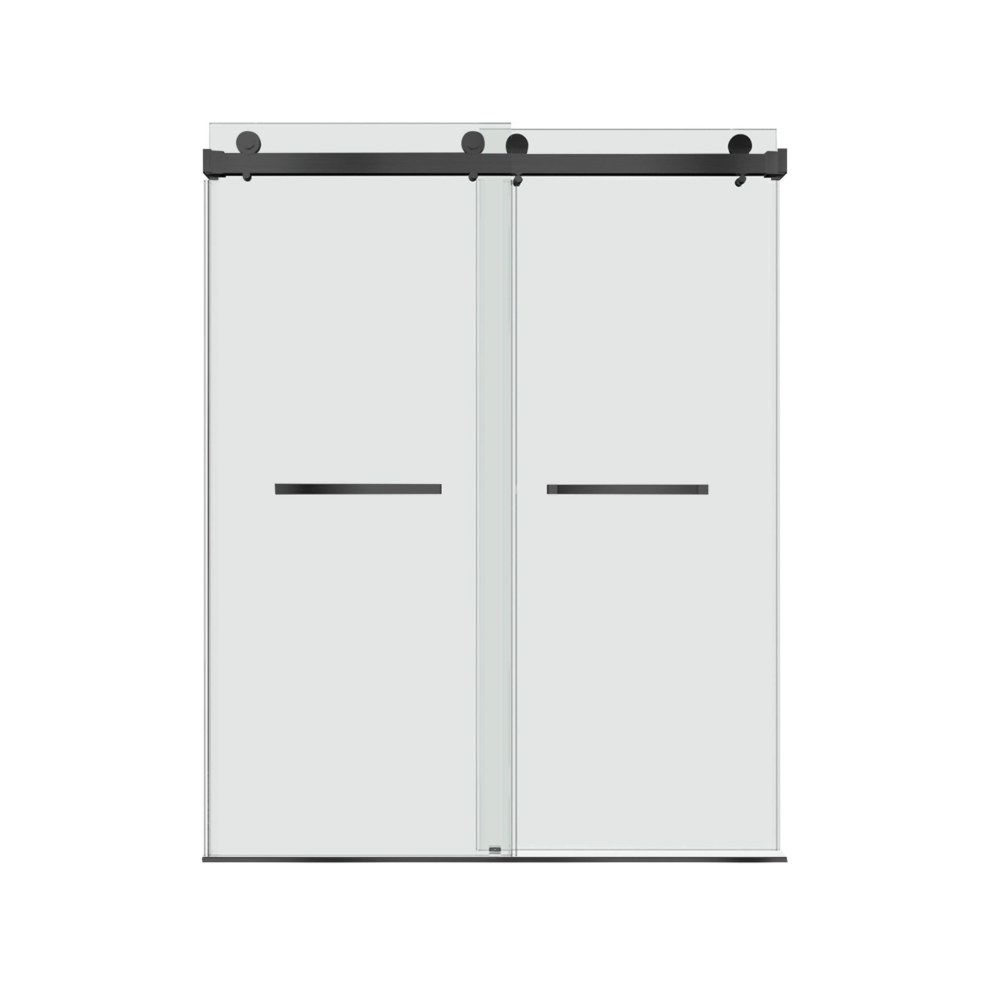 56 in to 60 in W x 76 in H. Trackless Double Sliding Shower Door