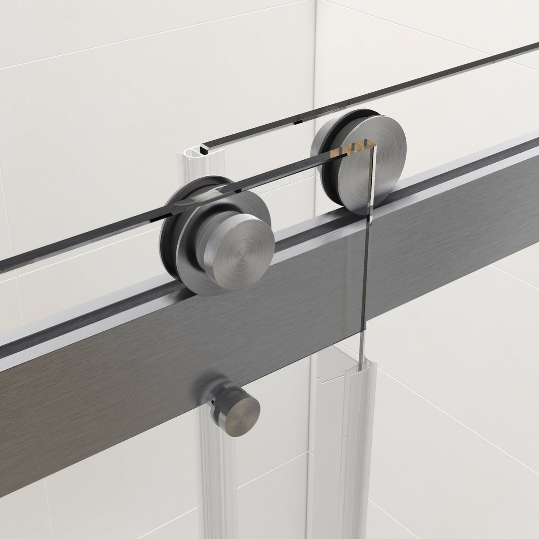 48-in W x 76-in H Frameless Sliding Soft Close Standard Shower Door (Tempered Glass)