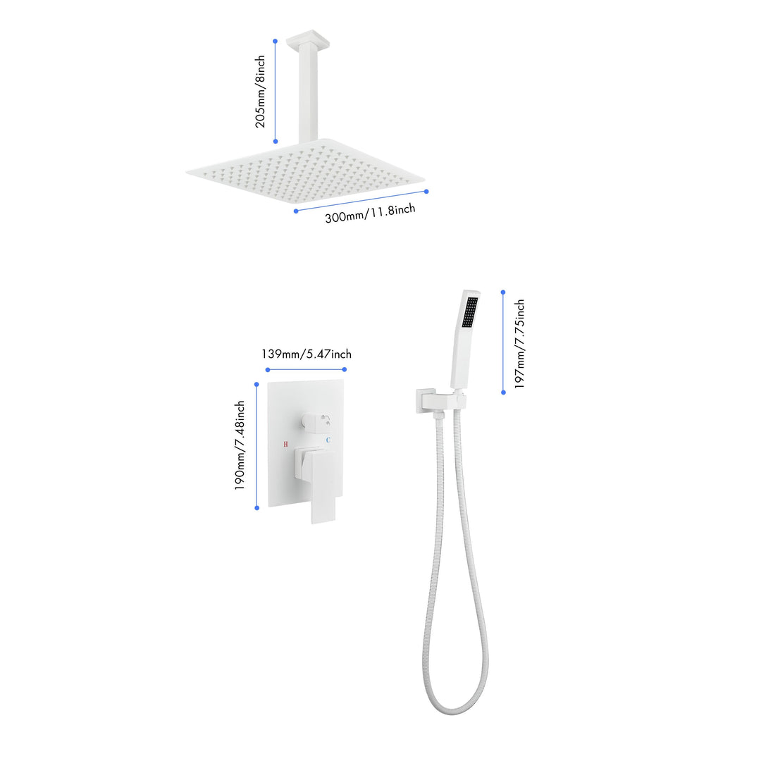 12 in. Ceiling Mounted Shower System Combo Set with Handheld