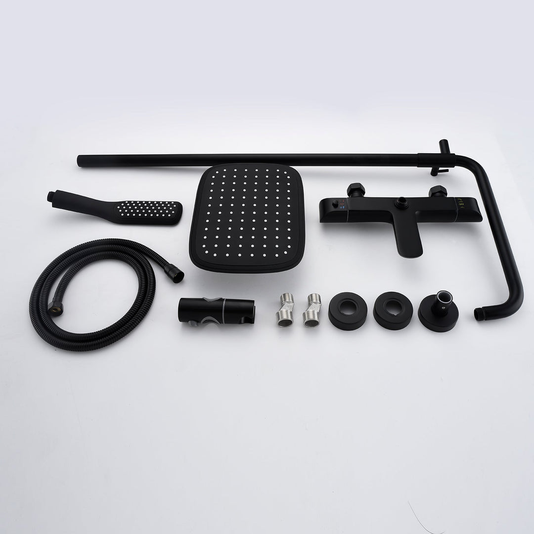 3-Function Thermostatic Matte Black Exposed Shower System