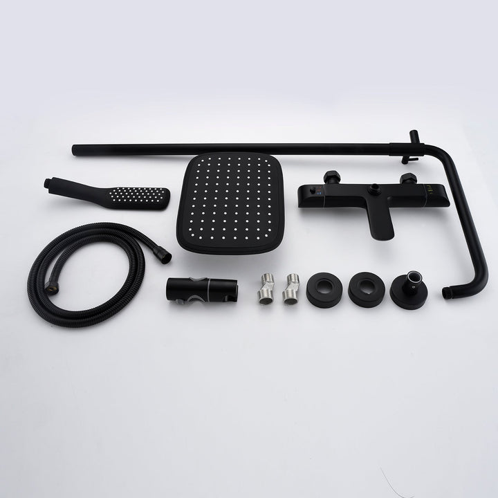 3-Function Thermostatic Matte Black Exposed Shower System