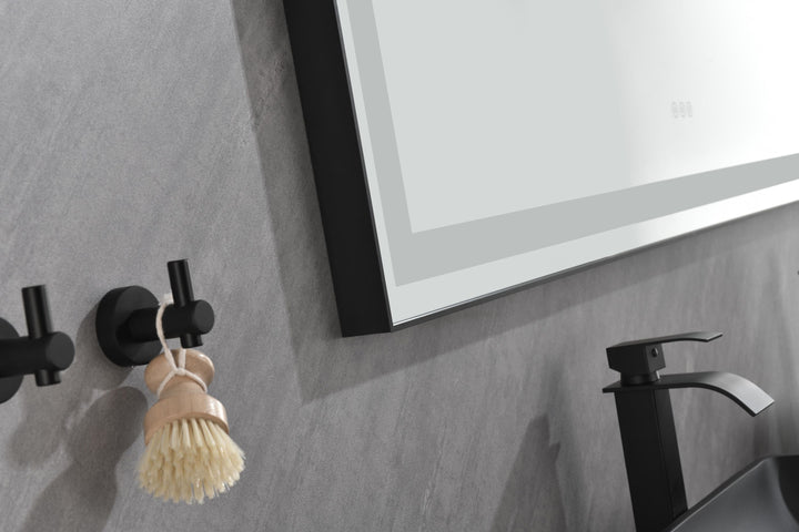 96 in. W x36 in. H Framed LED Single Bathroom Vanity Mirror in Polished Crystal