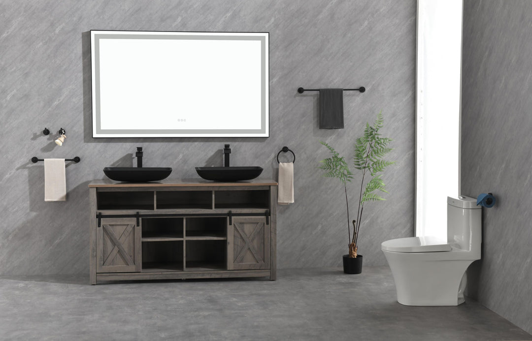 96 in. W x36 in. H Framed LED Single Bathroom Vanity Mirror in Polished Crystal