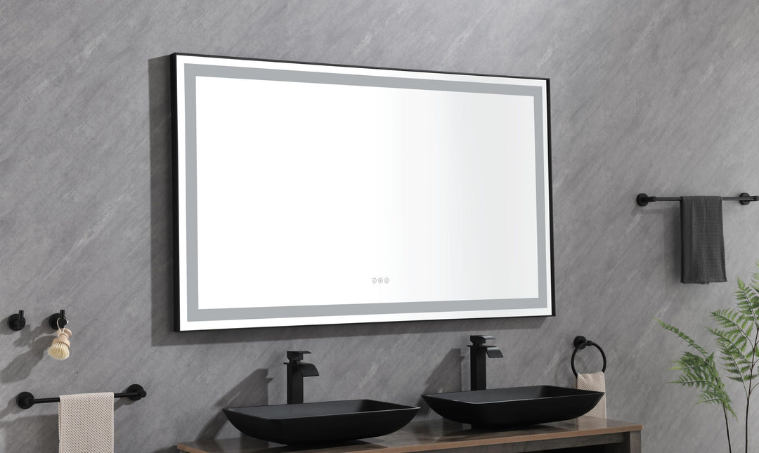 96 in. W x36 in. H Framed LED Single Bathroom Vanity Mirror in Polished Crystal