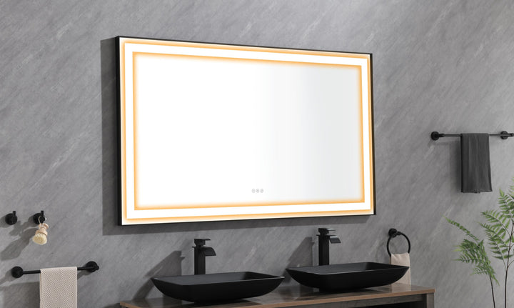84 in x 48 in Framed Super Bright Led Bathroom Mirror with Lights