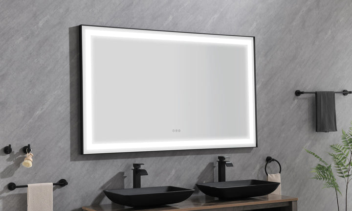 96 in. W x36 in. H Framed LED Single Bathroom Vanity Mirror in Polished Crystal