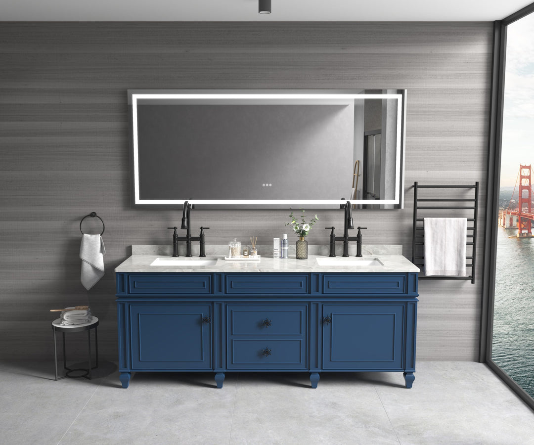 60 in. W x 36 in. H Frameless LED Lighted Bathroom Wall Mounted Mirror with High Lumen+Anti-Fog