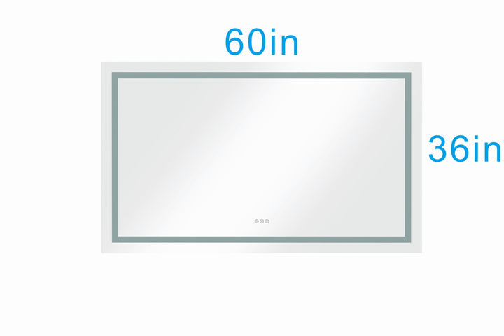 60 in. W x 36 in. H Frameless LED Lighted Bathroom Wall Mounted Mirror with High Lumen+Anti-Fog