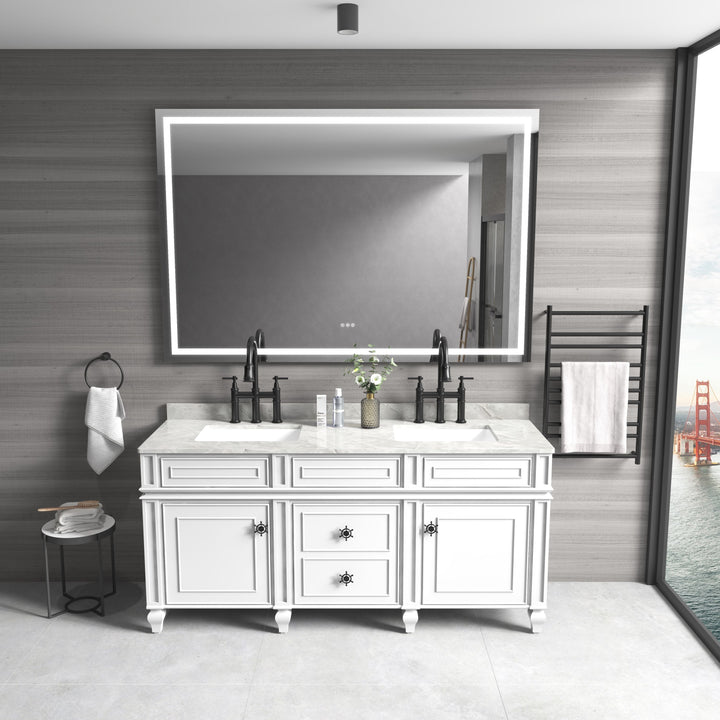 72 in. W x 48 in. H Frameless LED Single Bathroom Vanity Mirror in Polished Crystal