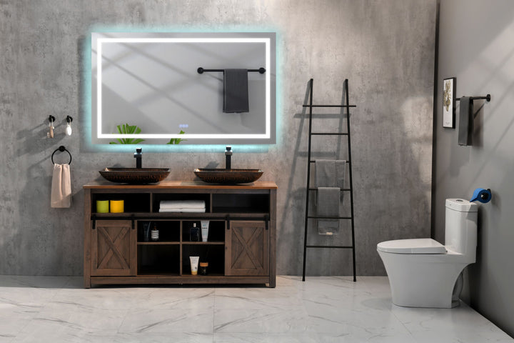 72 in. W x 48 in. H Frameless LED Single Bathroom Vanity Mirror in Polished Crystal