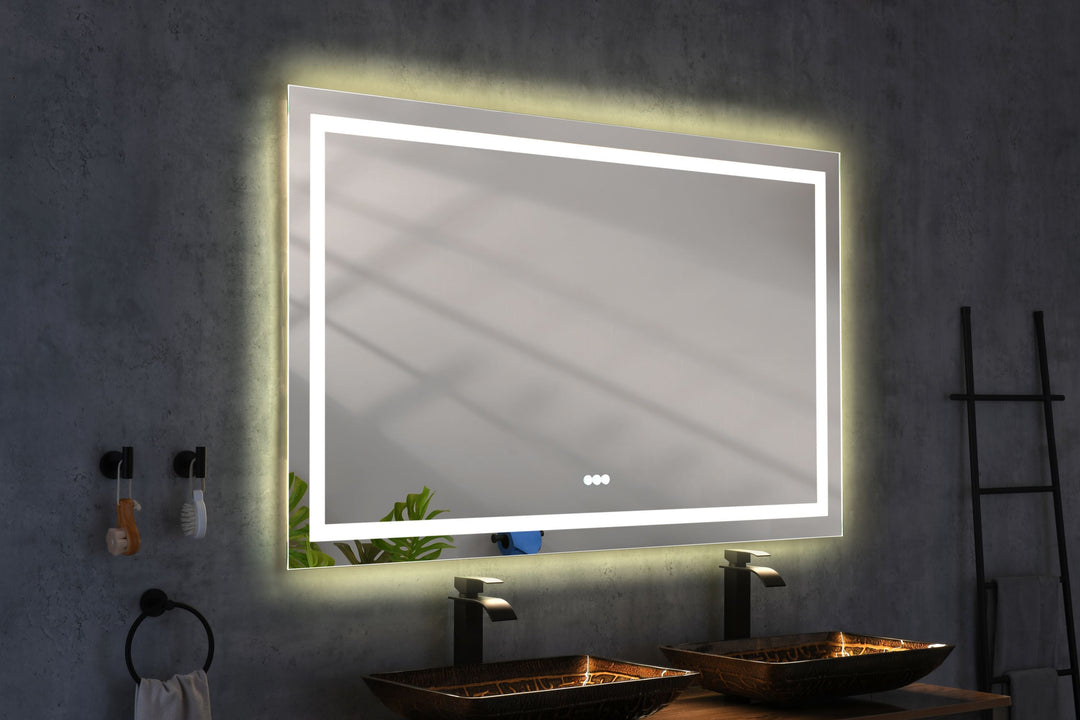 60 in. W x 48 in. H Frameless LED Lighted Bathroom Wall Mounted Mirror with High Lumen+Anti-Fog