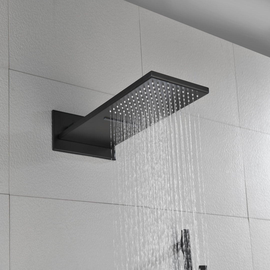 Dual Function Waterfall Rainfall Showerhead Thermostatic Shower System Shower Faucets Complete Set