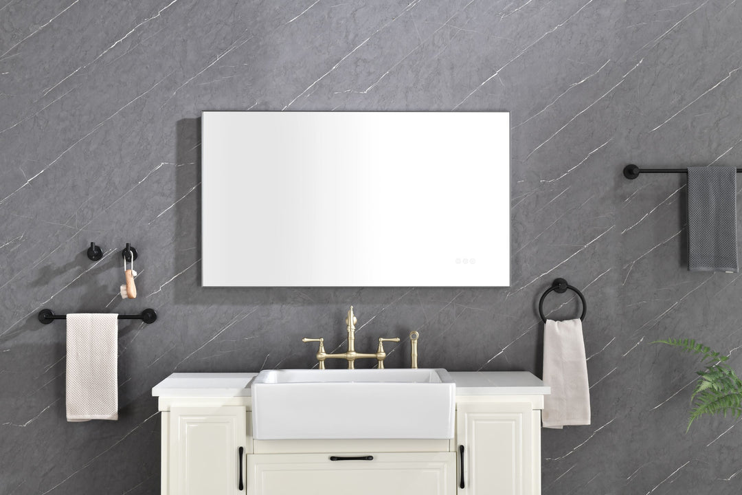42 in. W x 24 in. H  Inch Framed LED Mirror Bathroom Vanity Mirror with Back Light
