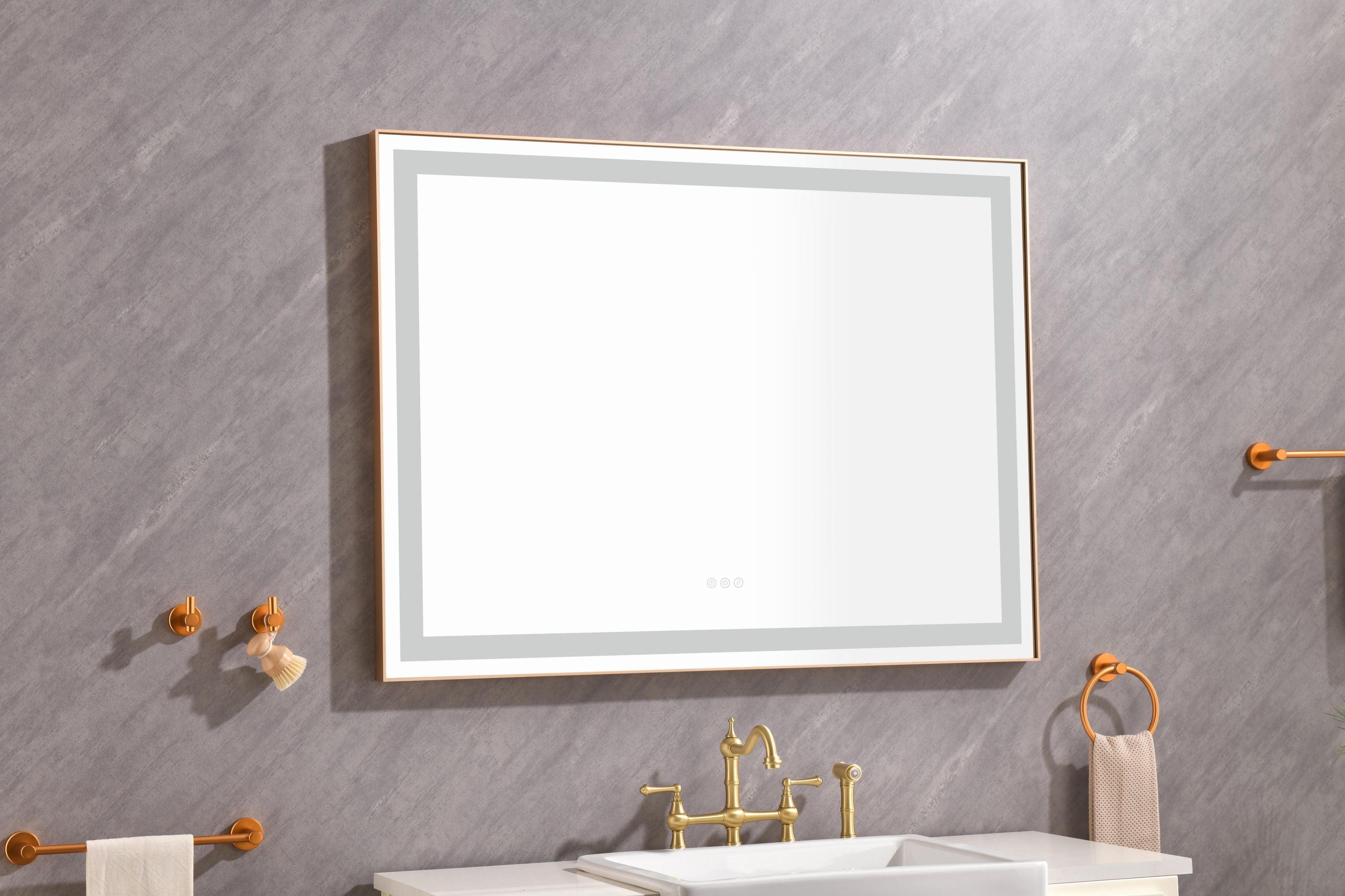 48 in. W x 36 in. H Framed LED Lighted Bathroom Wall Mounted Mirror with High Lumen+Anti-Fog Separately Control