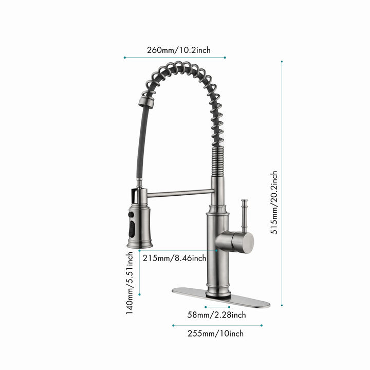 Single Handle Pull-down Kitchen Faucet with Sprayer Function