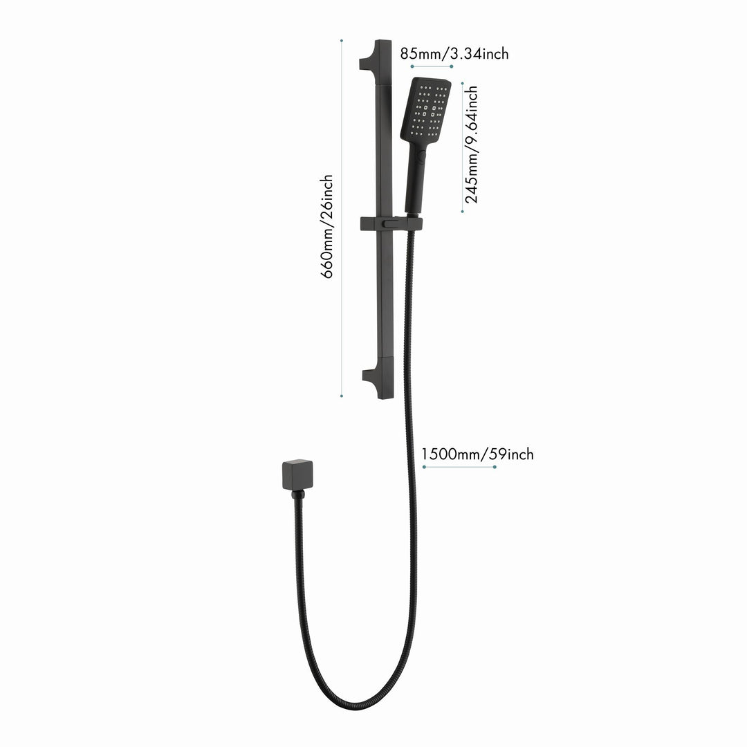 Matte Black Handheld Shower with 28-Inch Slide Bar