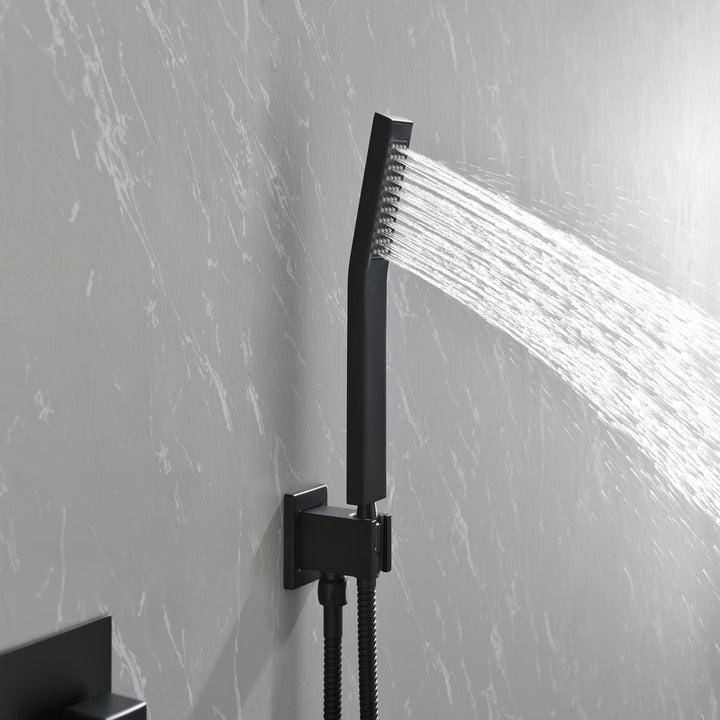 10 inch Brass Matte Black Shower Faucet Set Shower System