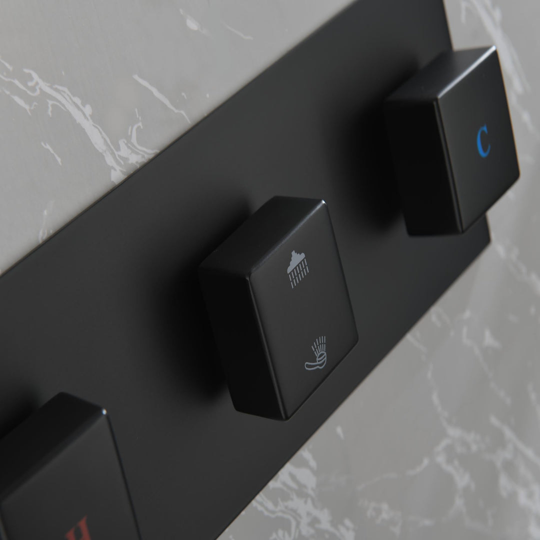 10 inch Brass Matte Black Shower Faucet Set Shower System