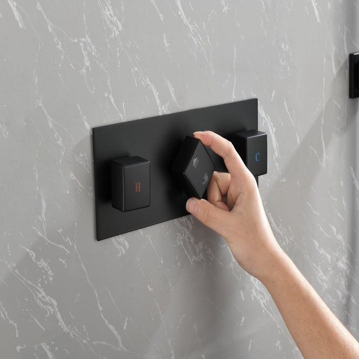 10 inch Brass Matte Black Shower Faucet Set Shower System