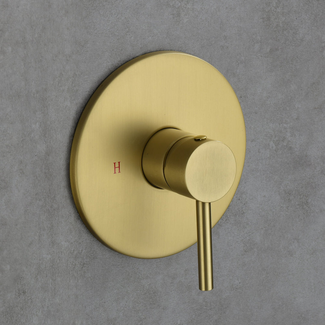 Golden Brushed Built-In Shower System With Rough-in Valve