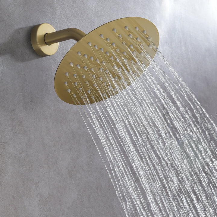 Golden Brushed Built-In Shower System With Rough-in Valve