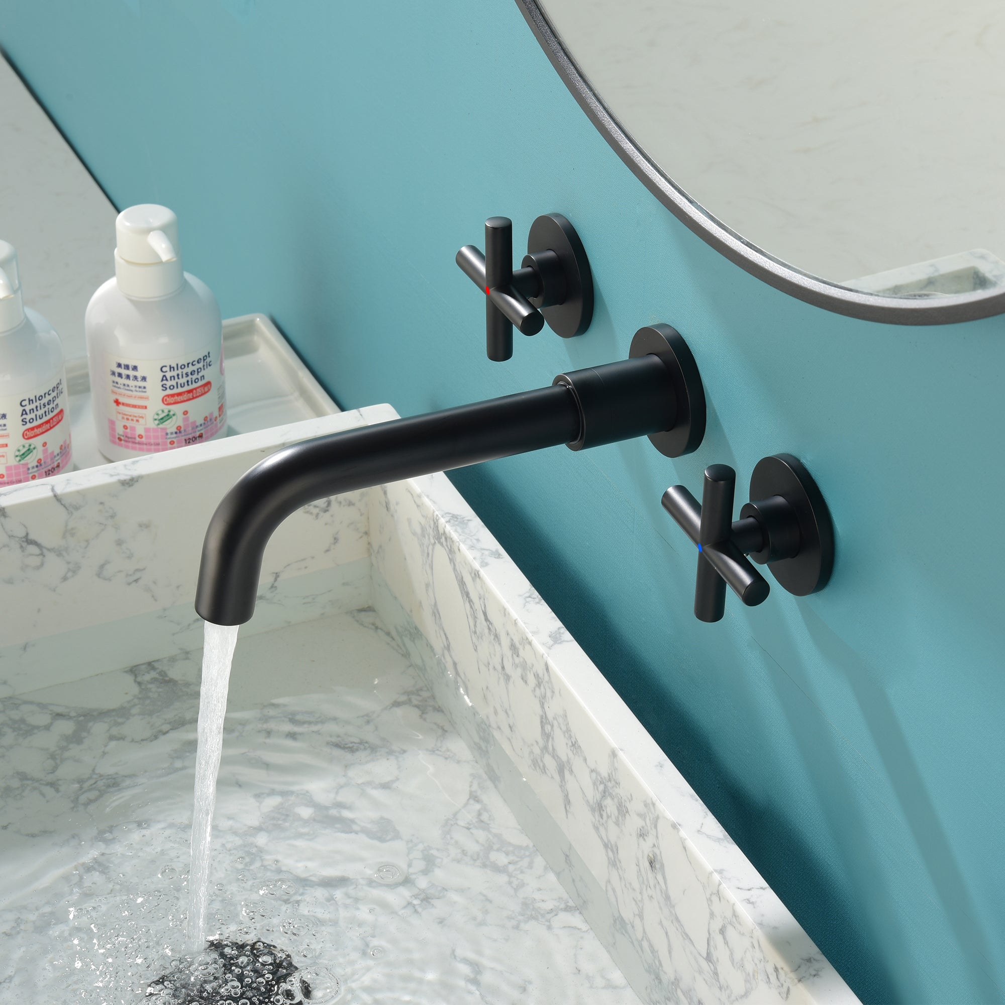 2-Handle Wall Mounted Bathroom Faucet