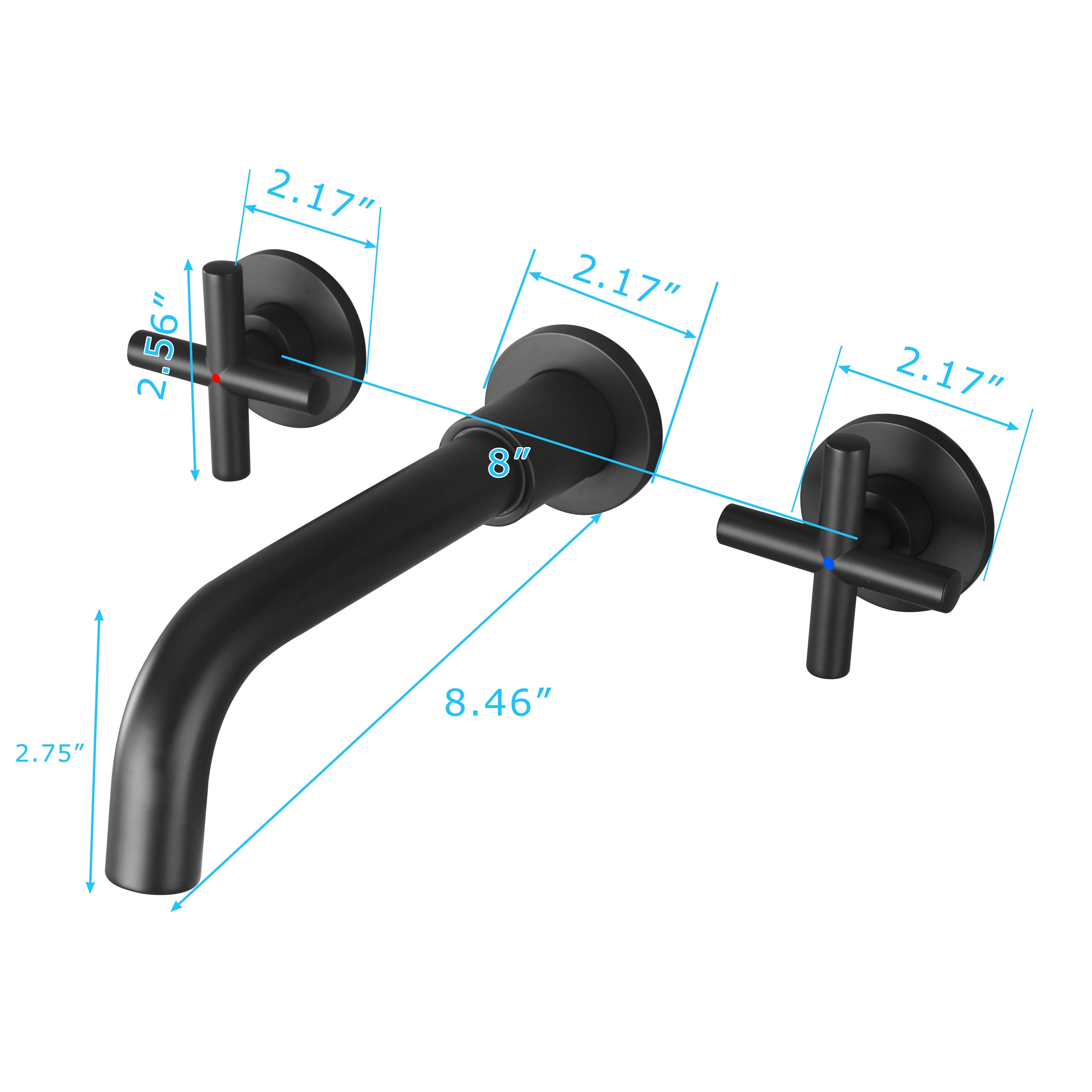 2-Handle Wall Mounted Bathroom Faucet
