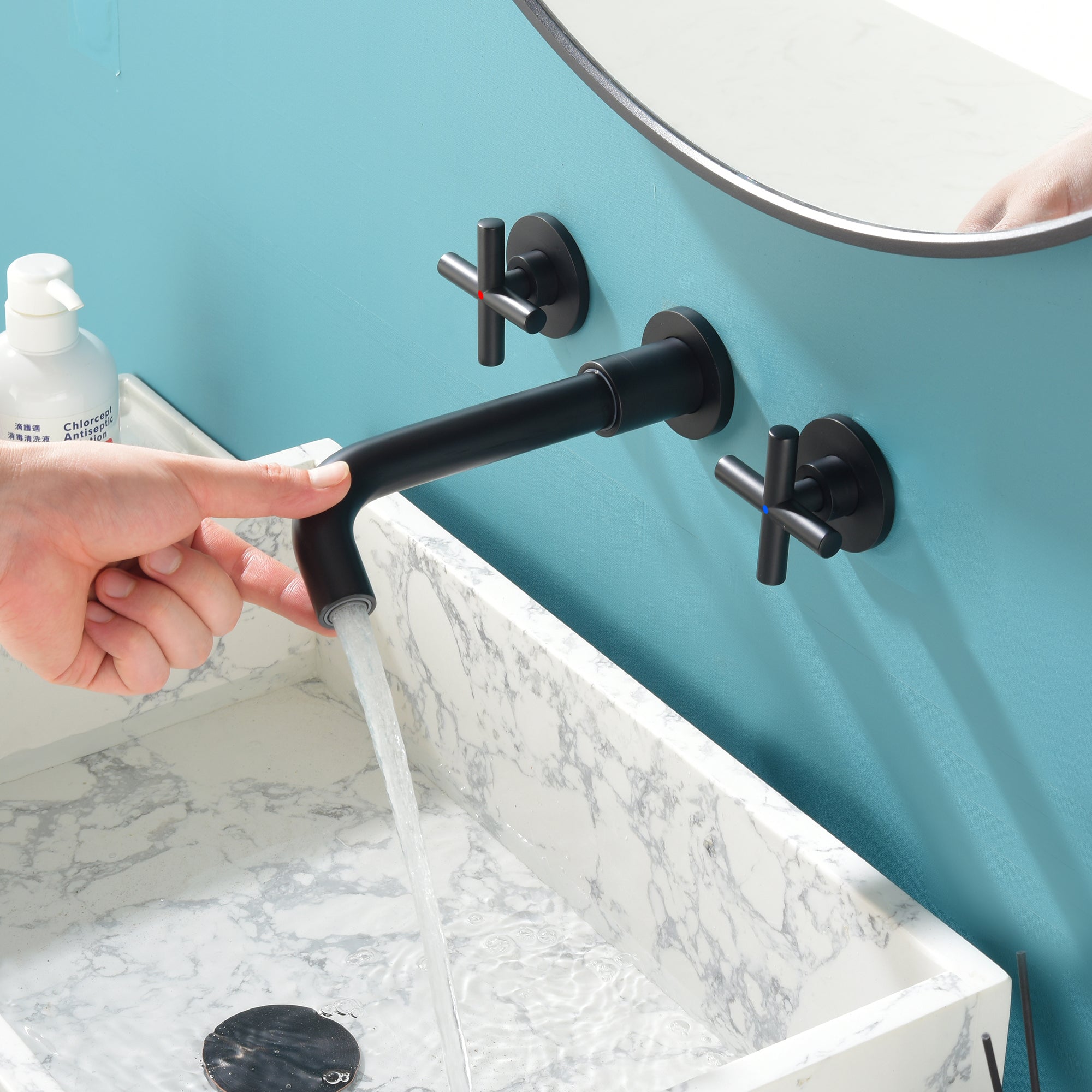 2-Handle Wall Mounted Bathroom Faucet