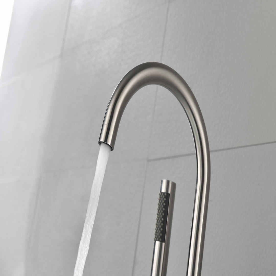 Standing High Flow Shower Faucets with Handheld Shower Mixer Taps Swivel Spout