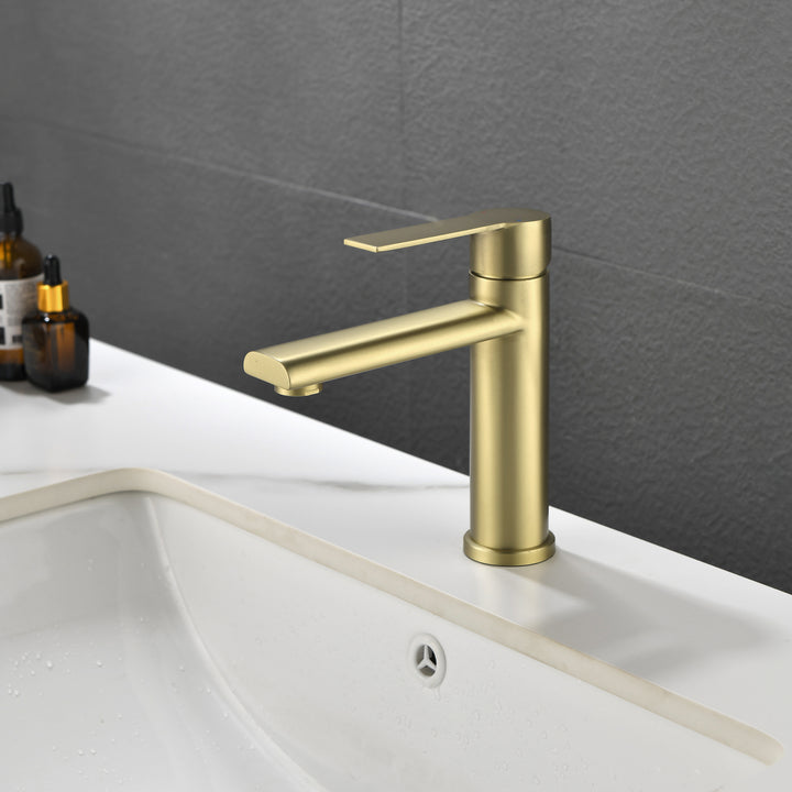 Bathroom Faucet Single Handle Bathroom Sink Faucet Single Hole Basin Vanity Faucet Modern Bathroom Faucet Golden Brushed