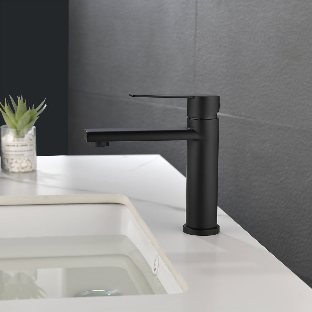 Bathroom Faucet Bathroom Sink Faucet Basin Vanity Faucet Deck Mount Single Handle Single Hole Modern Bathroom Faucet Matte Black