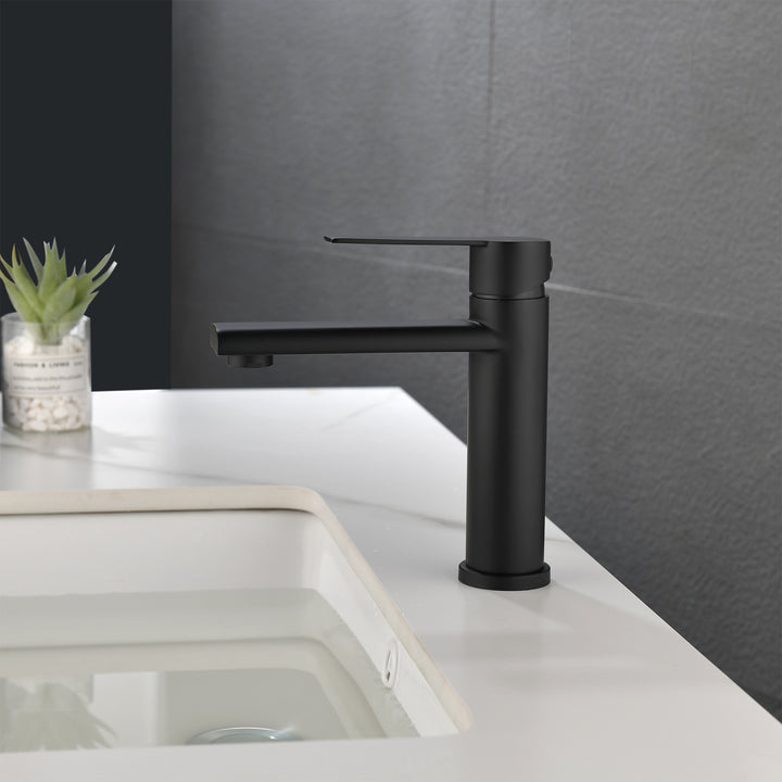 Bathroom Faucet Bathroom Sink Faucet Basin Vanity Faucet Deck Mount Single Handle Single Hole Modern Bathroom Faucet Matte Black