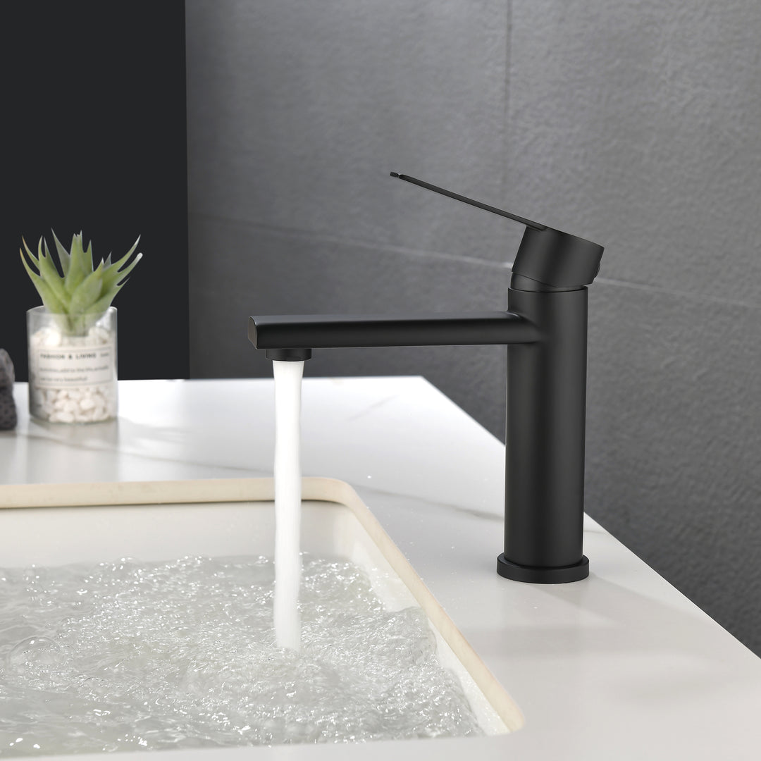 Bathroom Faucet Bathroom Sink Faucet Basin Vanity Faucet Deck Mount Single Handle Single Hole Modern Bathroom Faucet Matte Black