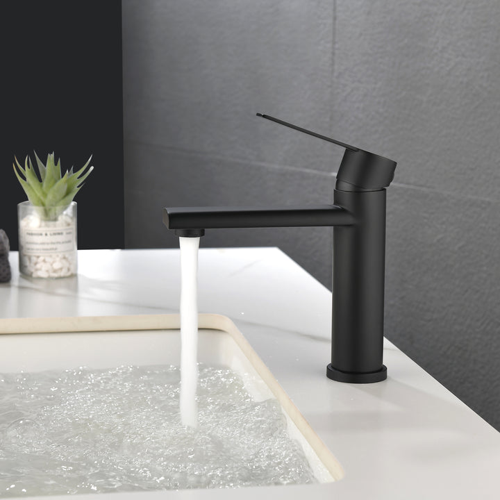 Bathroom Faucet Bathroom Sink Faucet Basin Vanity Faucet Deck Mount Single Handle Single Hole Modern Bathroom Faucet Matte Black