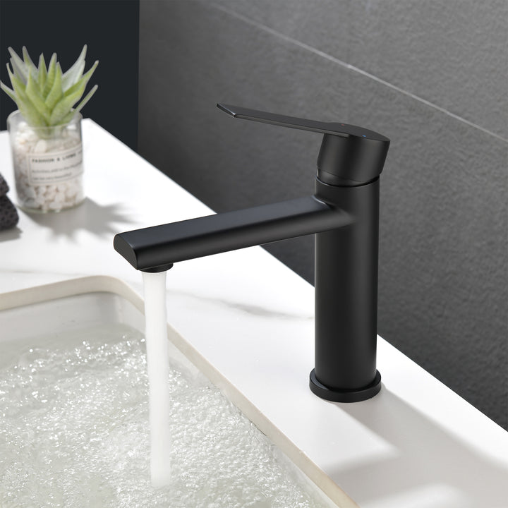 Bathroom Faucet Bathroom Sink Faucet Basin Vanity Faucet Deck Mount Single Handle Single Hole Modern Bathroom Faucet Matte Black