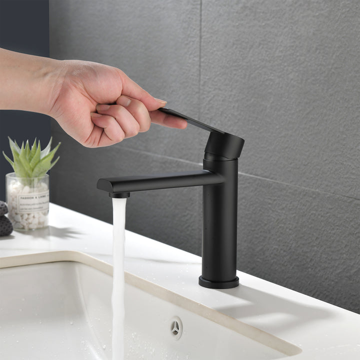 Bathroom Faucet Bathroom Sink Faucet Basin Vanity Faucet Deck Mount Single Handle Single Hole Modern Bathroom Faucet Matte Black