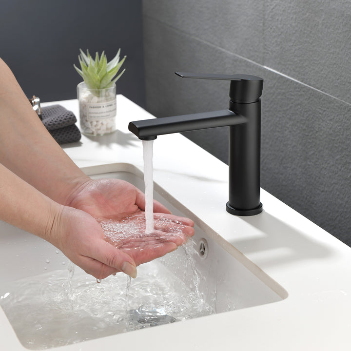 Bathroom Faucet Bathroom Sink Faucet Basin Vanity Faucet Deck Mount Single Handle Single Hole Modern Bathroom Faucet Matte Black