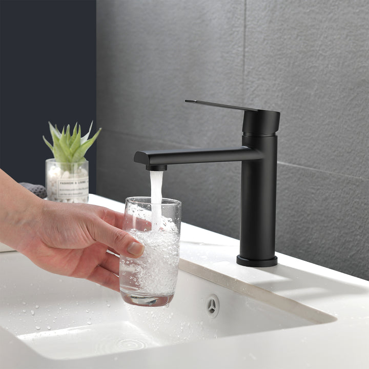 Bathroom Faucet Bathroom Sink Faucet Basin Vanity Faucet Deck Mount Single Handle Single Hole Modern Bathroom Faucet Matte Black