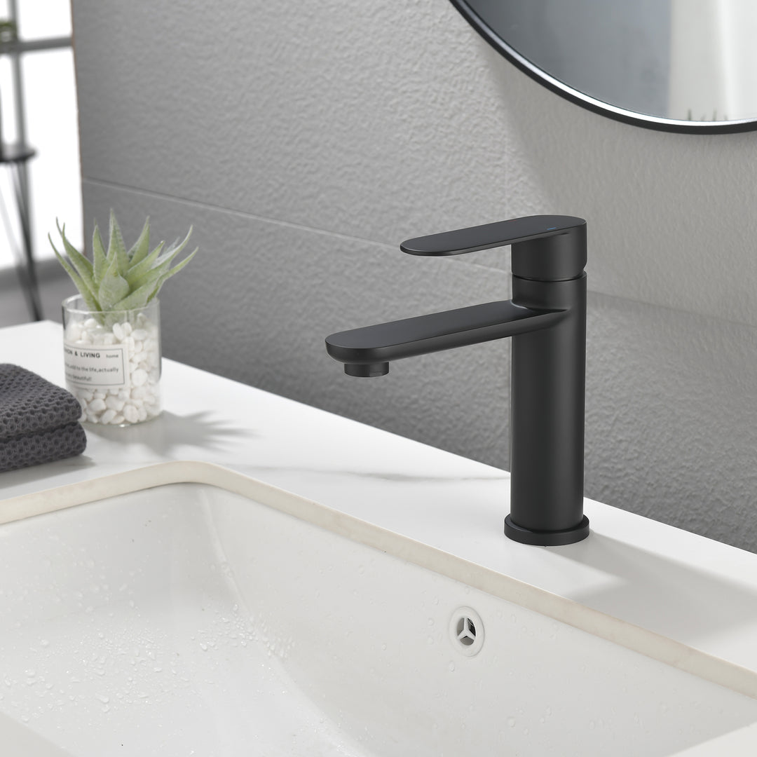 Bathroom Faucet Single Handle Bathroom Sink Faucet Single Hole Basin Vanity Faucet Deck Mount Modern Bathroom Faucet Matte Black