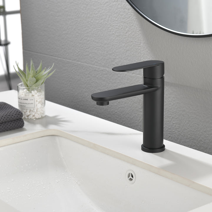 Bathroom Faucet Single Handle Bathroom Sink Faucet Single Hole Basin Vanity Faucet Deck Mount Modern Bathroom Faucet Matte Black