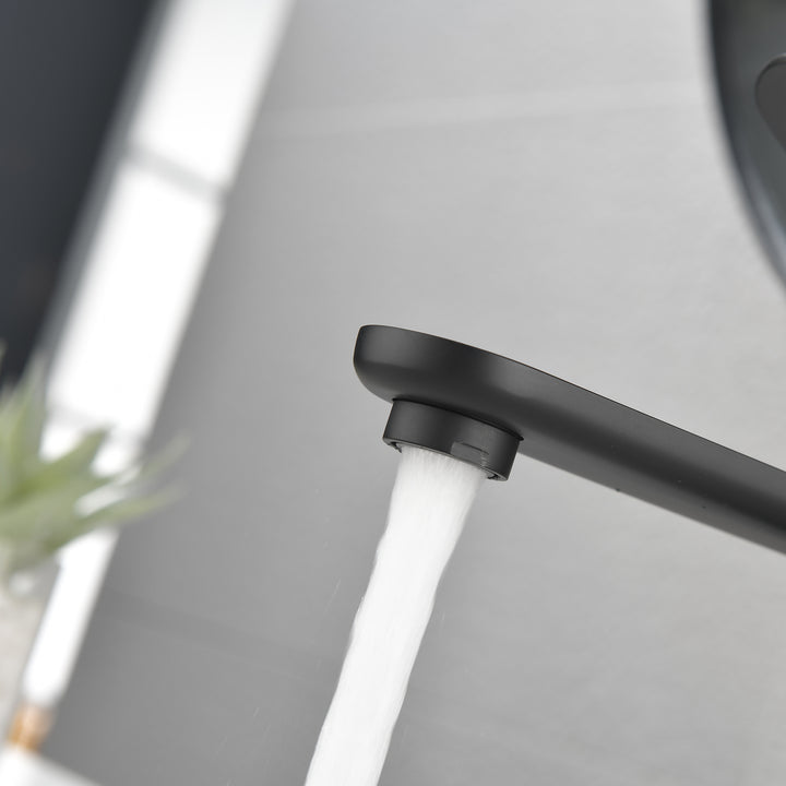 Bathroom Faucet Single Handle Bathroom Sink Faucet Single Hole Basin Vanity Faucet Deck Mount Modern Bathroom Faucet Matte Black