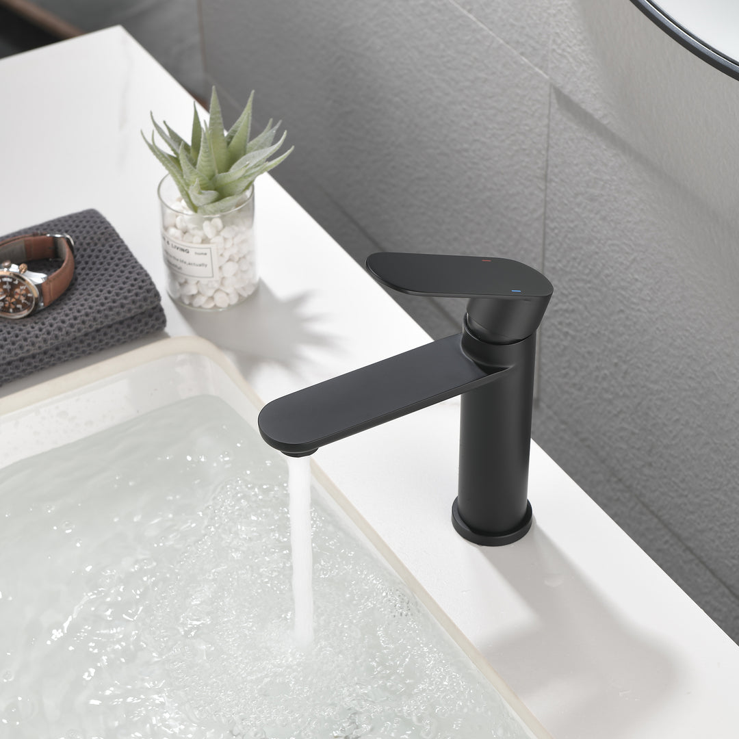 Bathroom Faucet Single Handle Bathroom Sink Faucet Single Hole Basin Vanity Faucet Deck Mount Modern Bathroom Faucet Matte Black