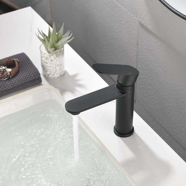 Bathroom Faucet Single Handle Bathroom Sink Faucet Single Hole Basin Vanity Faucet Deck Mount Modern Bathroom Faucet Matte Black