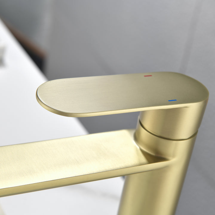Bathroom Faucet Single Handle Bathroom Sink Faucet Single Hole Basin Vanity Faucet Modern One Hole Bathroom Faucet Golden Brushed