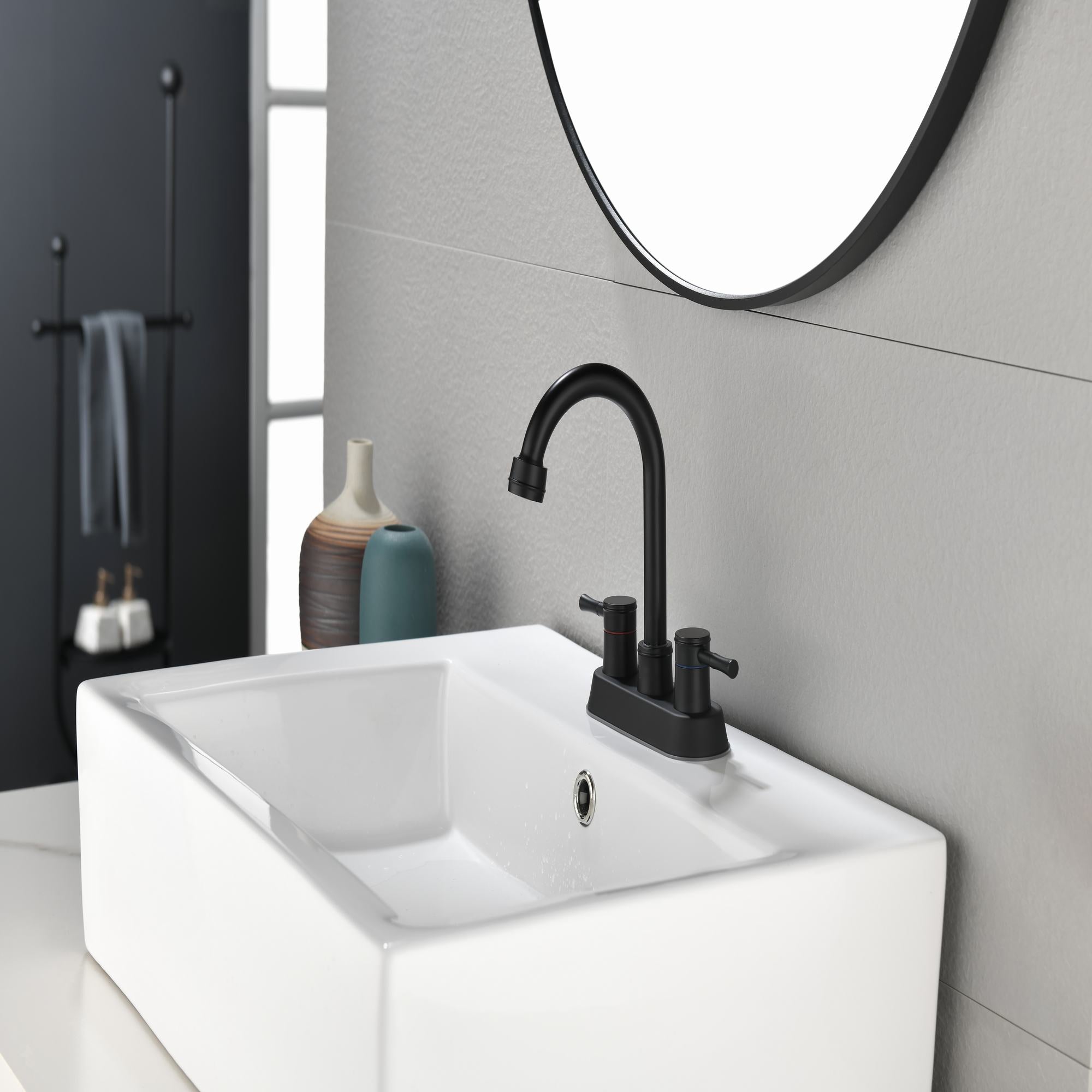 4 Inch 2 Handle Centerset Lead-Free Bathroom Sink Faucet