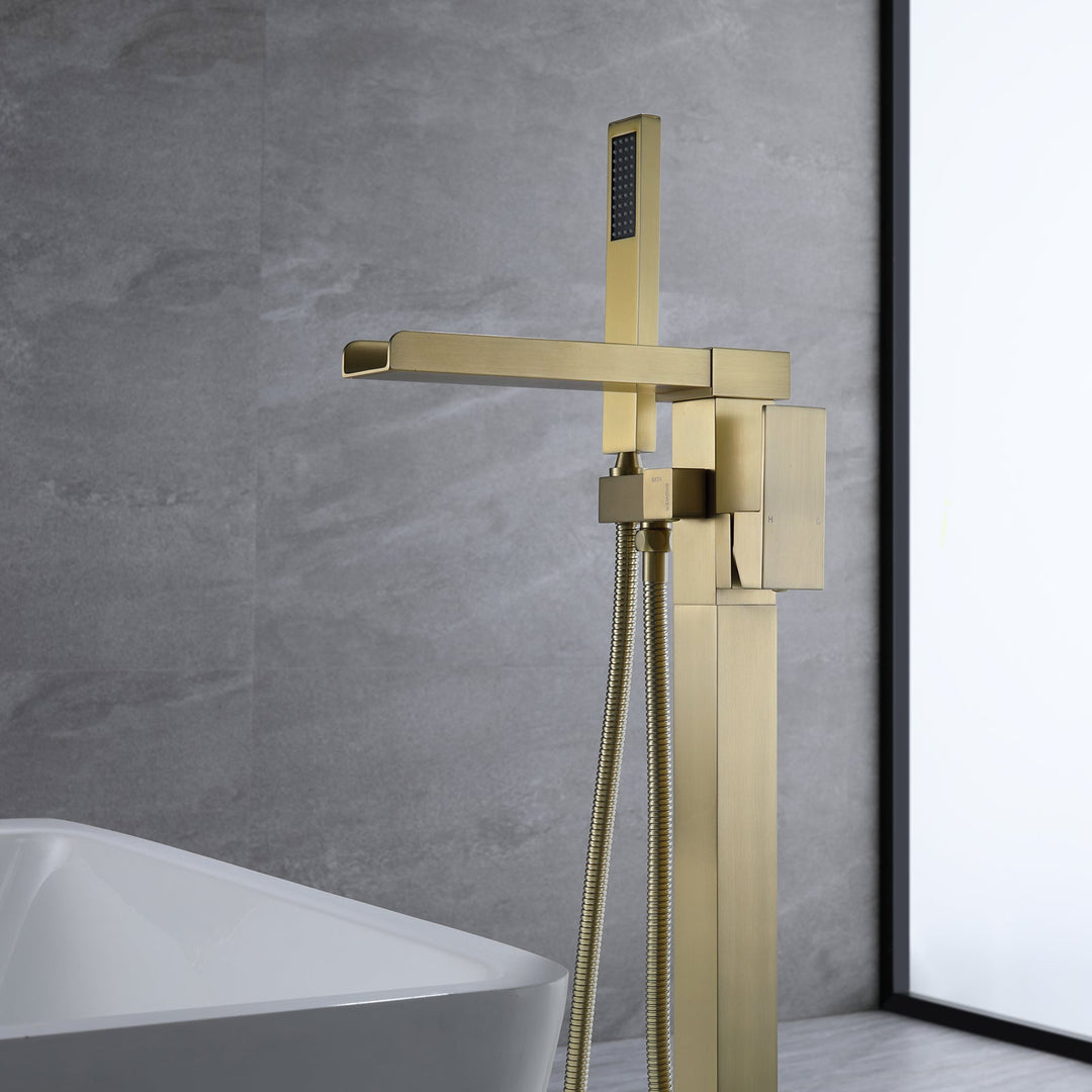 Luxury Freestanding Bathtub Faucet Waterfall Tub Filler With Handheld Shower
